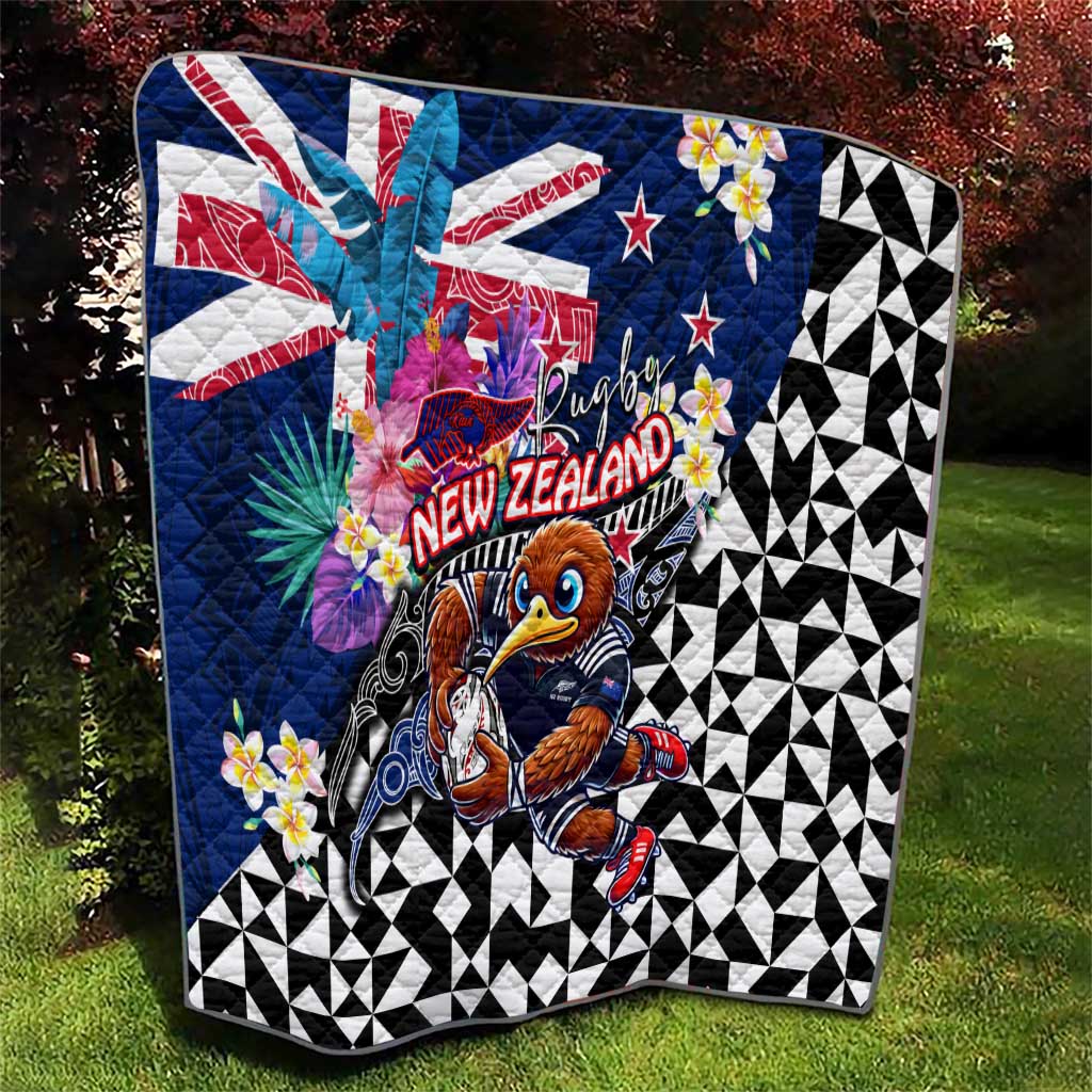 Kiwi New Zealand Rugby Quilt Kiwis Mascot Tropical Pattern