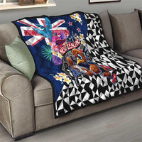 Kiwi New Zealand Rugby Quilt Kiwis Mascot Tropical Pattern