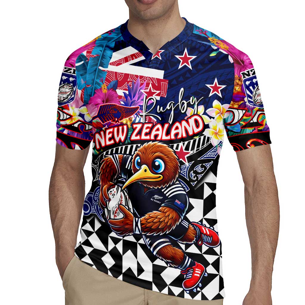 Personalized Kiwi New Zealand Rugby Rugby Jersey Kiwis Mascot Tropical Pattern