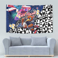 Kiwi New Zealand Rugby Tapestry Kiwis Mascot Tropical Pattern