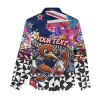 Personalized Kiwi New Zealand Rugby Women Casual Shirt Kiwis Mascot Tropical Pattern