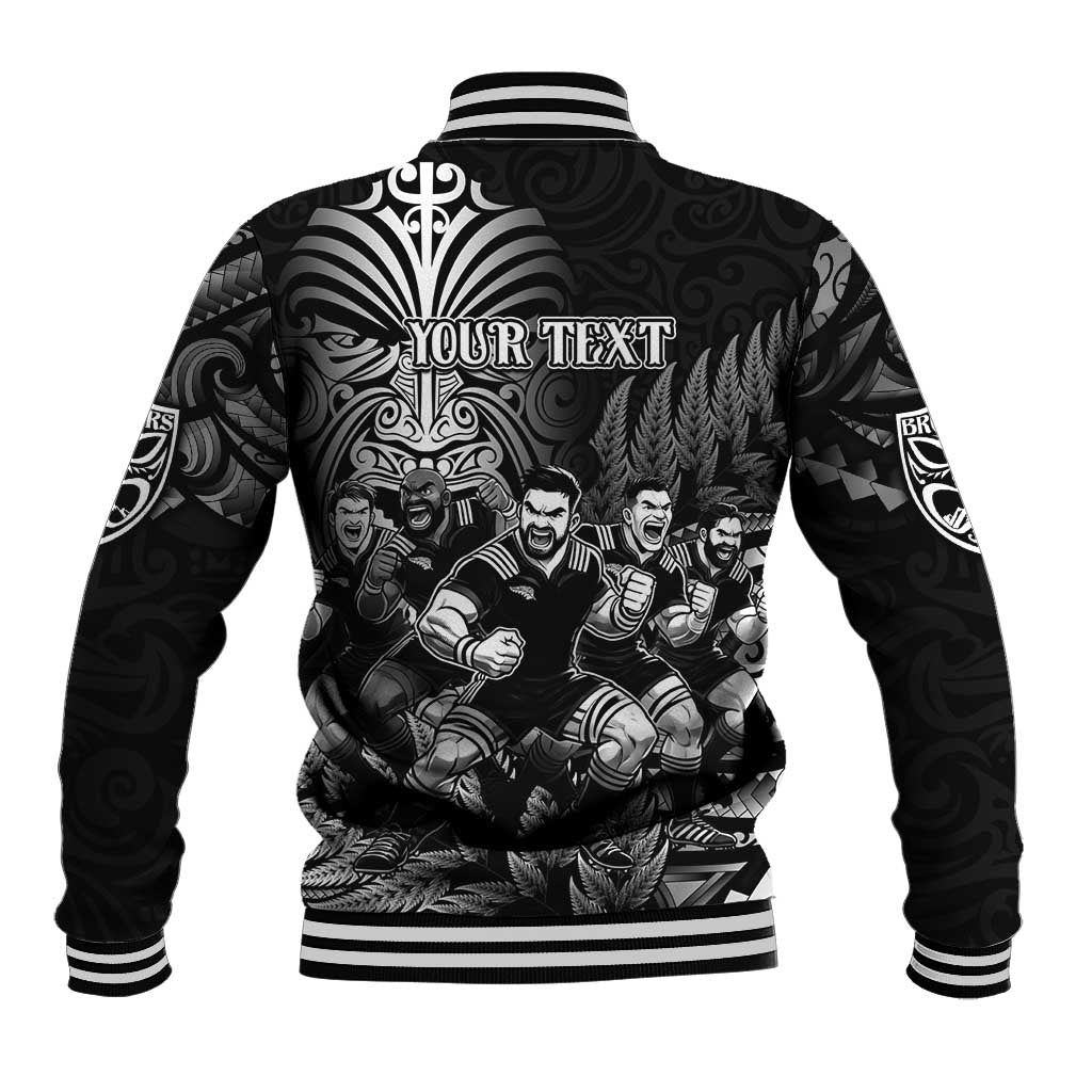 Personalized All Black Brothers Rugby Baseball Jacket New Zealand Maori Haka