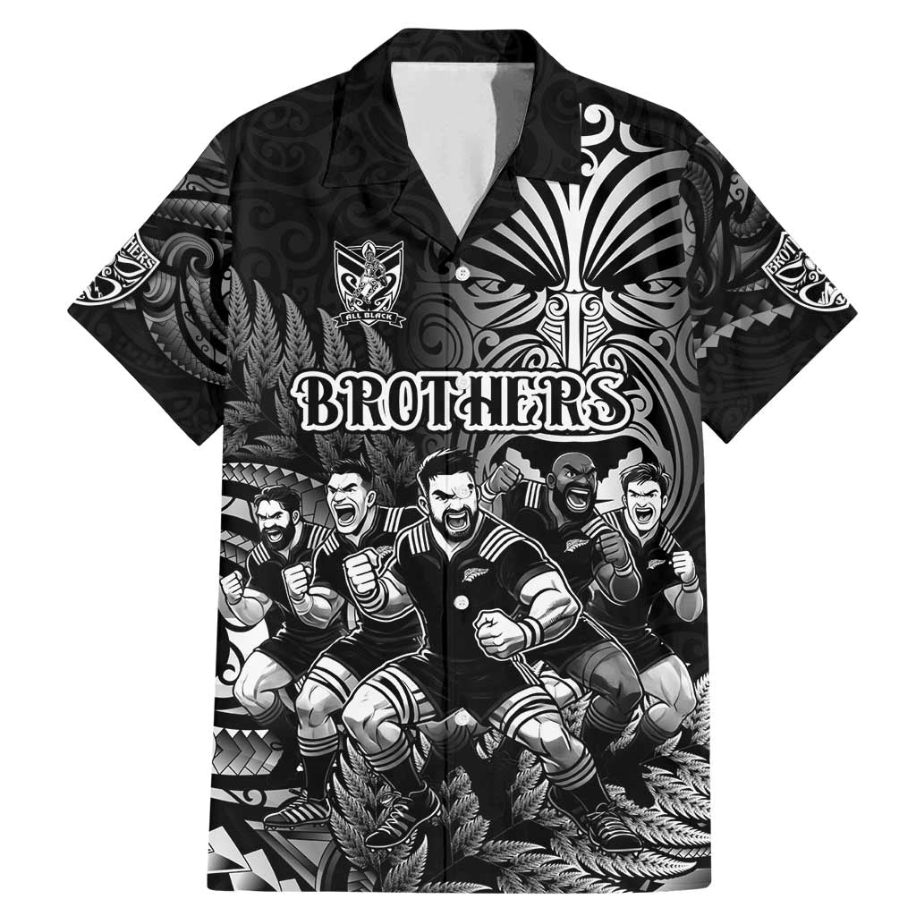 Personalized All Black Brothers Rugby Family Matching Mermaid Dress and Hawaiian Shirt New Zealand Maori Haka
