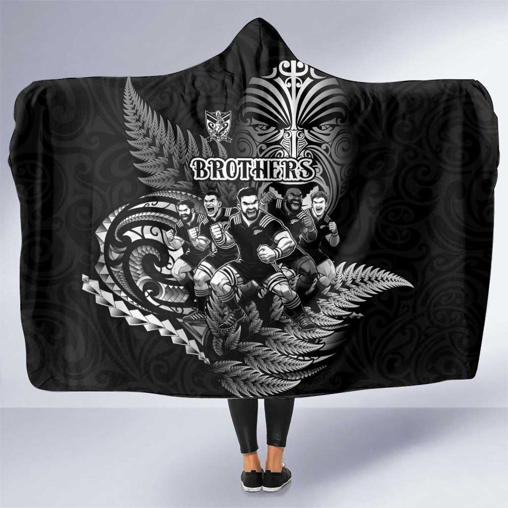 All Black Brothers Rugby Hooded Blanket New Zealand Maori Haka