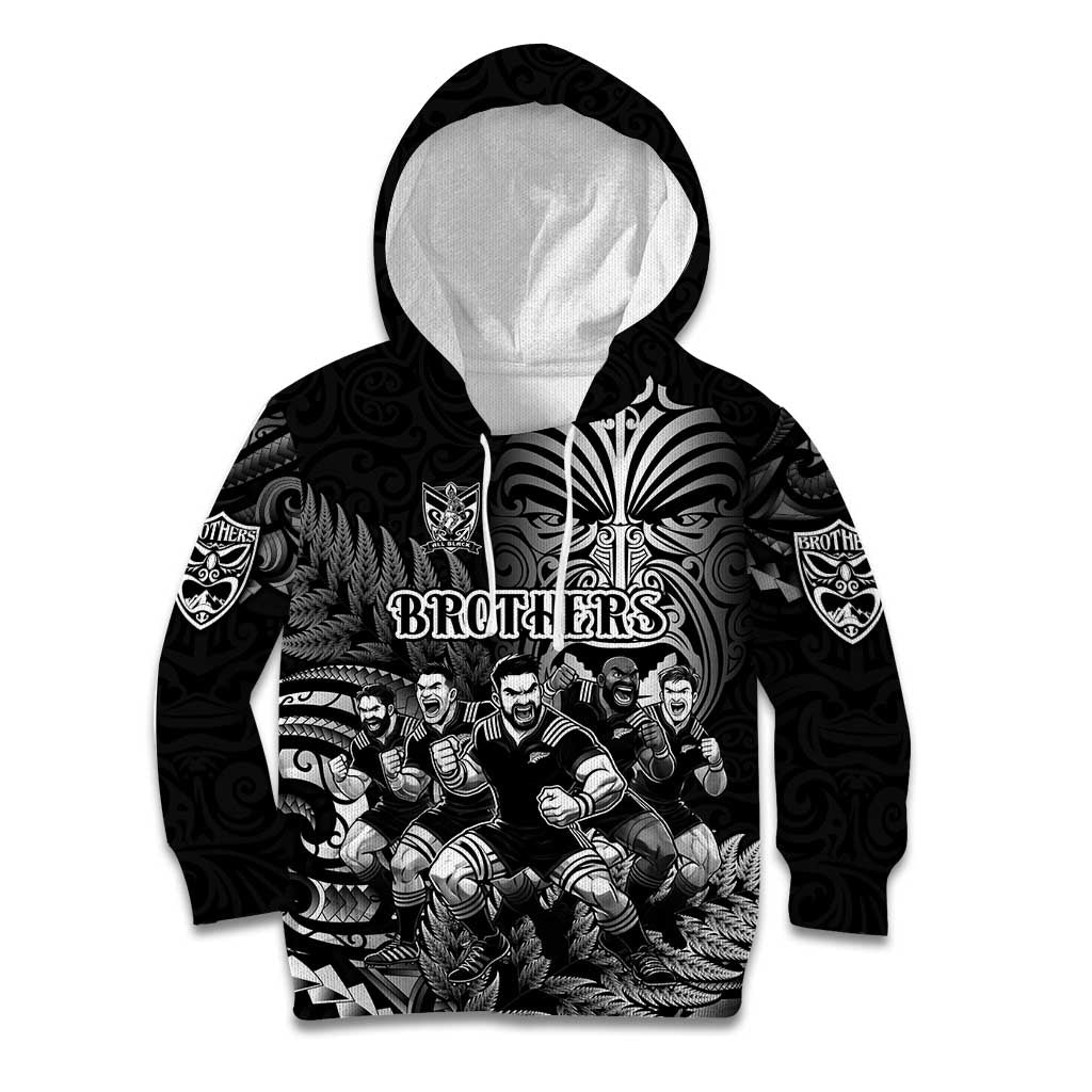 Personalized All Black Brothers Rugby Kid Hoodie New Zealand Maori Haka