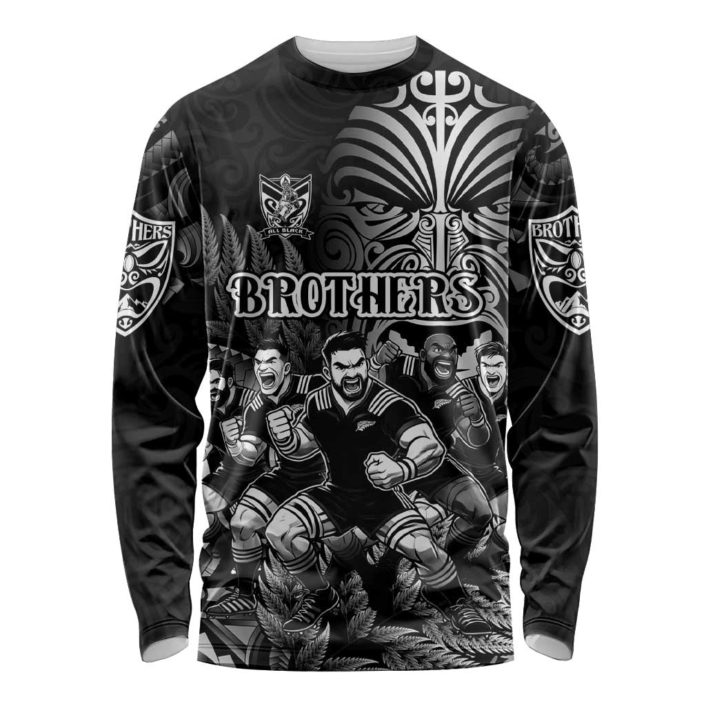 Personalized All Black Brothers Rugby Long Sleeve Shirt New Zealand Maori Haka