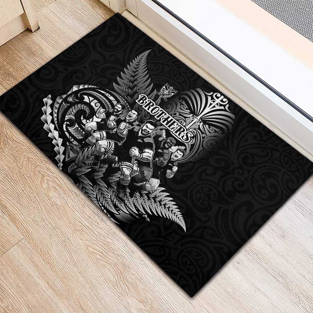 All Black Brothers Rugby Rubber Doormat New Zealand Maori Haka