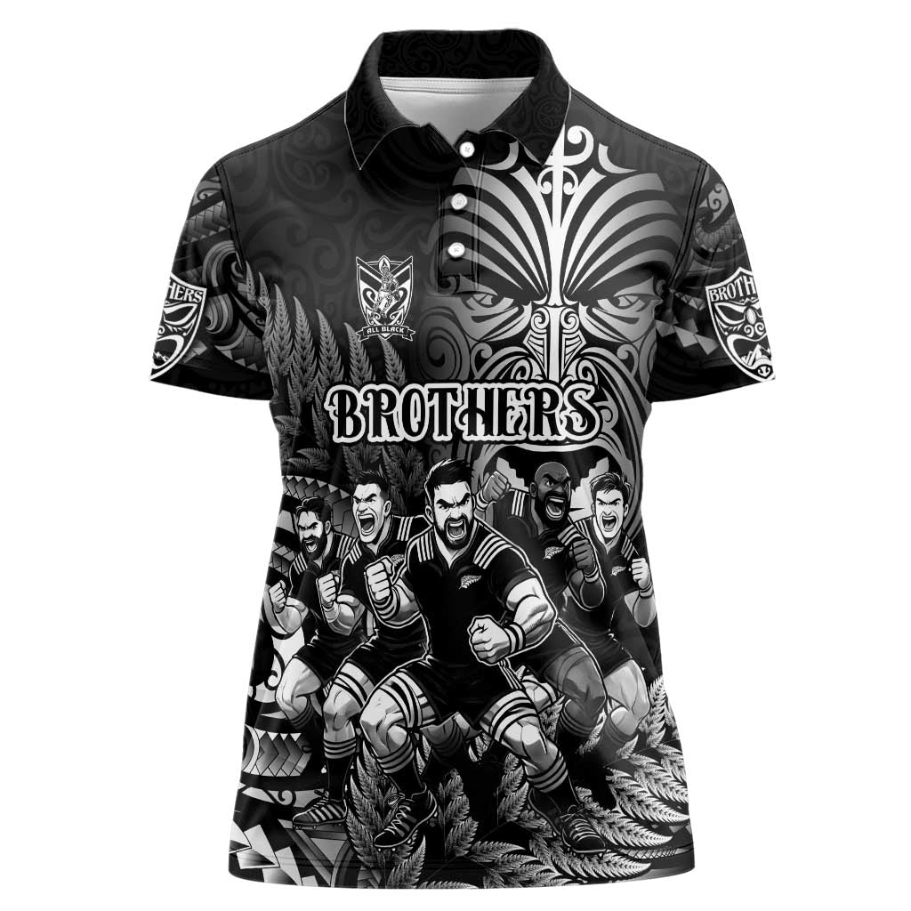 Personalized All Black Brothers Rugby Women Polo Shirt New Zealand Maori Haka
