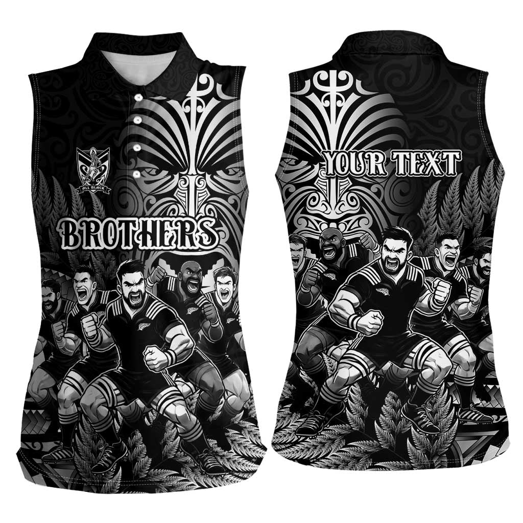 Personalized All Black Brothers Rugby Women Sleeveless Polo Shirt New Zealand Maori Haka
