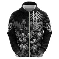 Personalized All Black Brothers Rugby Zip Hoodie New Zealand Maori Haka