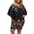 All Black NZL Rugby Champions Family Matching Off Shoulder Short Dress and Hawaiian Shirt Maori Warrior