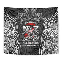 All Black NZL Rugby Champions Tapestry Maori Warrior