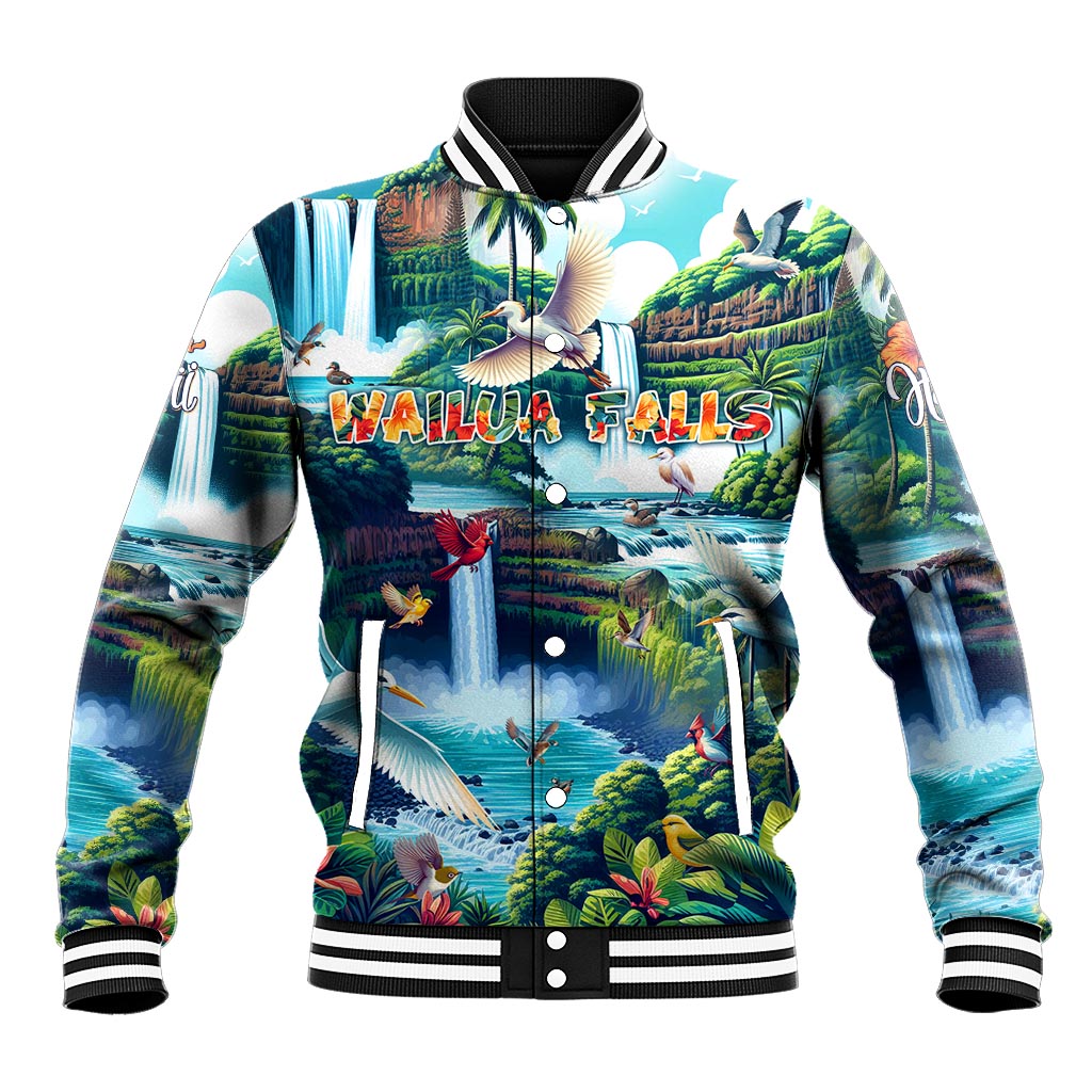 Wailua Falls Hawaii Baseball Jacket Kauai Natural Beauty DT02 Unisex Art - Polynesian Pride
