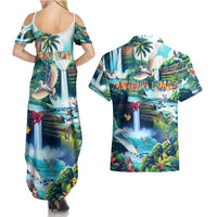 Wailua Falls Hawaii Couples Matching Summer Maxi Dress and Hawaiian Shirt Kauai Natural Beauty