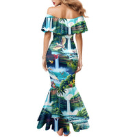 Wailua Falls Hawaii Family Matching Mermaid Dress and Hawaiian Shirt Kauai Natural Beauty