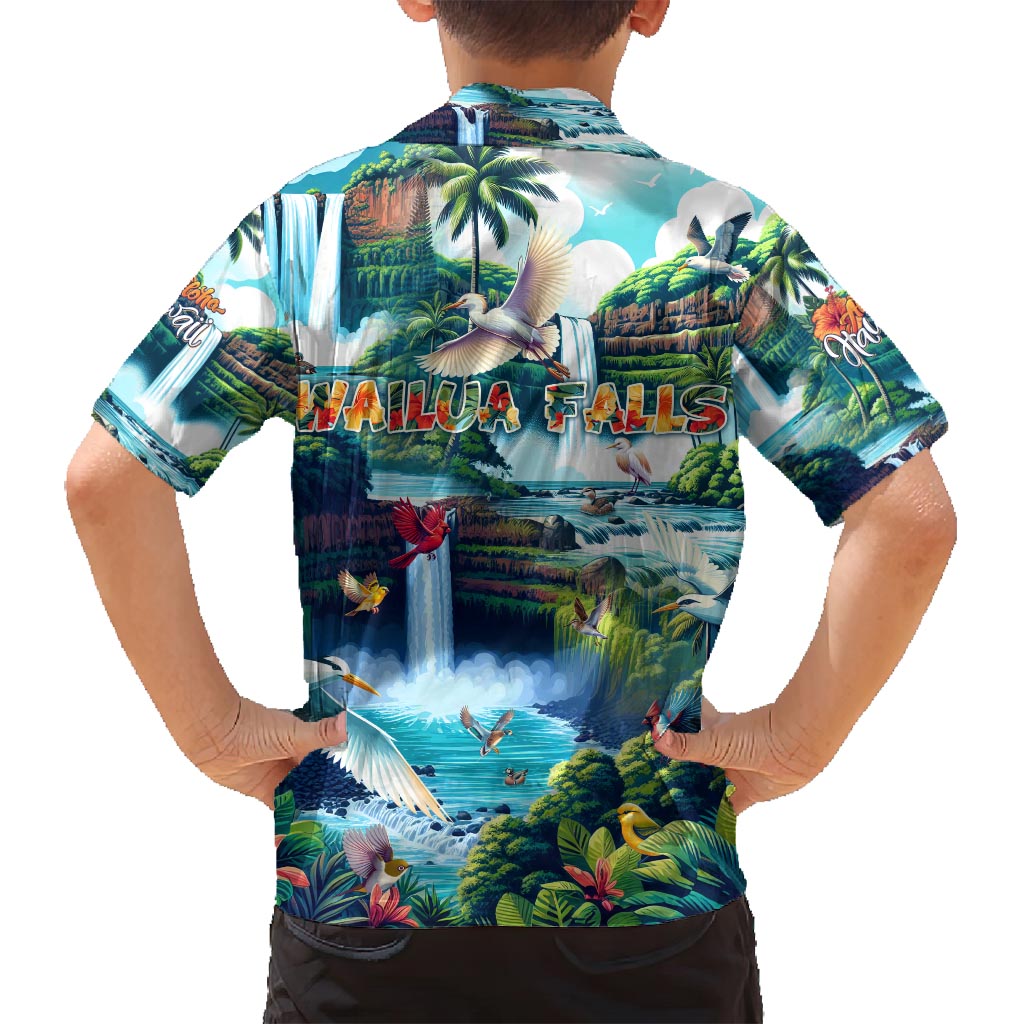 Wailua Falls Hawaii Family Matching Off Shoulder Short Dress and Hawaiian Shirt Kauai Natural Beauty DT02 - Polynesian Pride