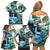 Wailua Falls Hawaii Family Matching Off Shoulder Short Dress and Hawaiian Shirt Kauai Natural Beauty