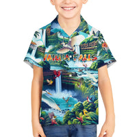 Wailua Falls Hawaii Family Matching Off Shoulder Short Dress and Hawaiian Shirt Kauai Natural Beauty DT02 Son's Shirt Art - Polynesian Pride