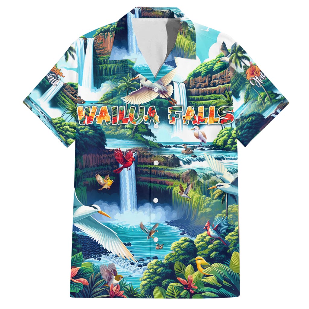 Wailua Falls Hawaii Family Matching Summer Maxi Dress and Hawaiian Shirt Kauai Natural Beauty DT02 Dad's Shirt - Short Sleeve Art - Polynesian Pride