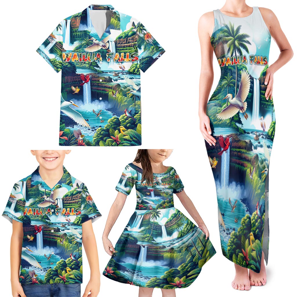 Wailua Falls Hawaii Family Matching Tank Maxi Dress and Hawaiian Shirt Kauai Natural Beauty DT02 - Polynesian Pride