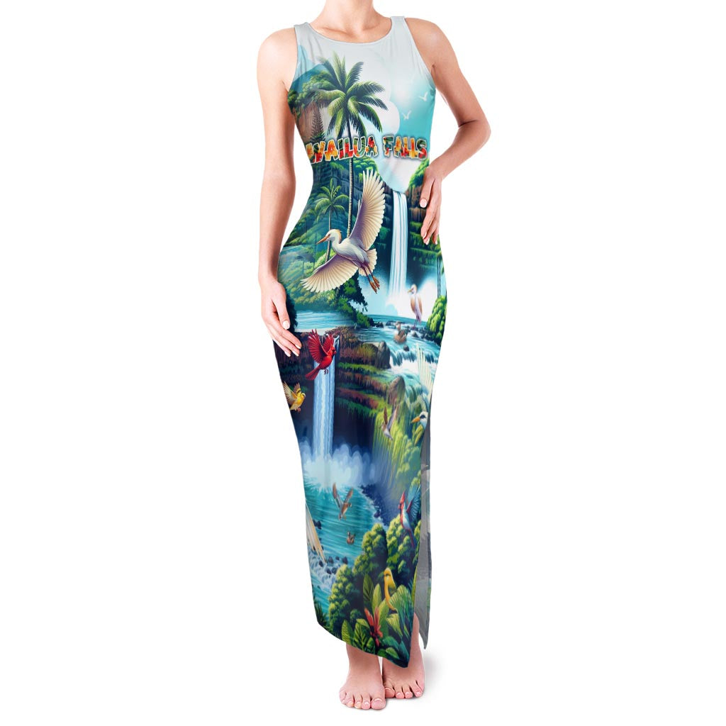 Wailua Falls Hawaii Family Matching Tank Maxi Dress and Hawaiian Shirt Kauai Natural Beauty