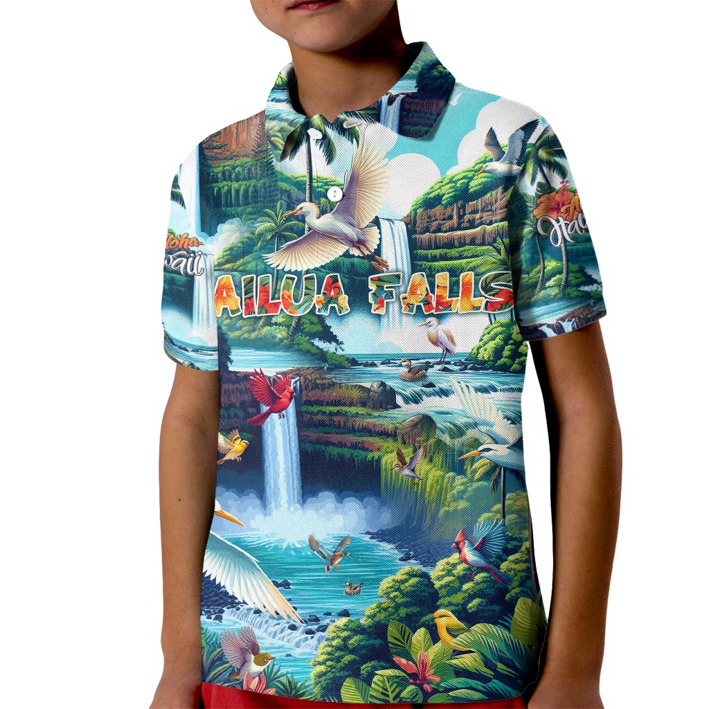 Wailua Falls Hawaii Kid Polo Shirt Kauai Natural Beauty