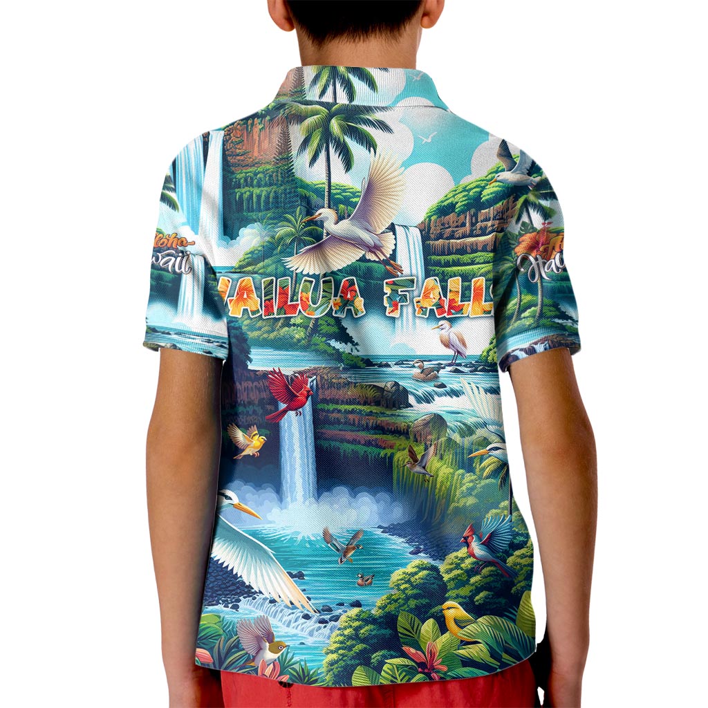 Wailua Falls Hawaii Kid Polo Shirt Kauai Natural Beauty