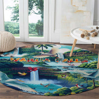 Wailua Falls Hawaii Round Carpet Kauai Natural Beauty