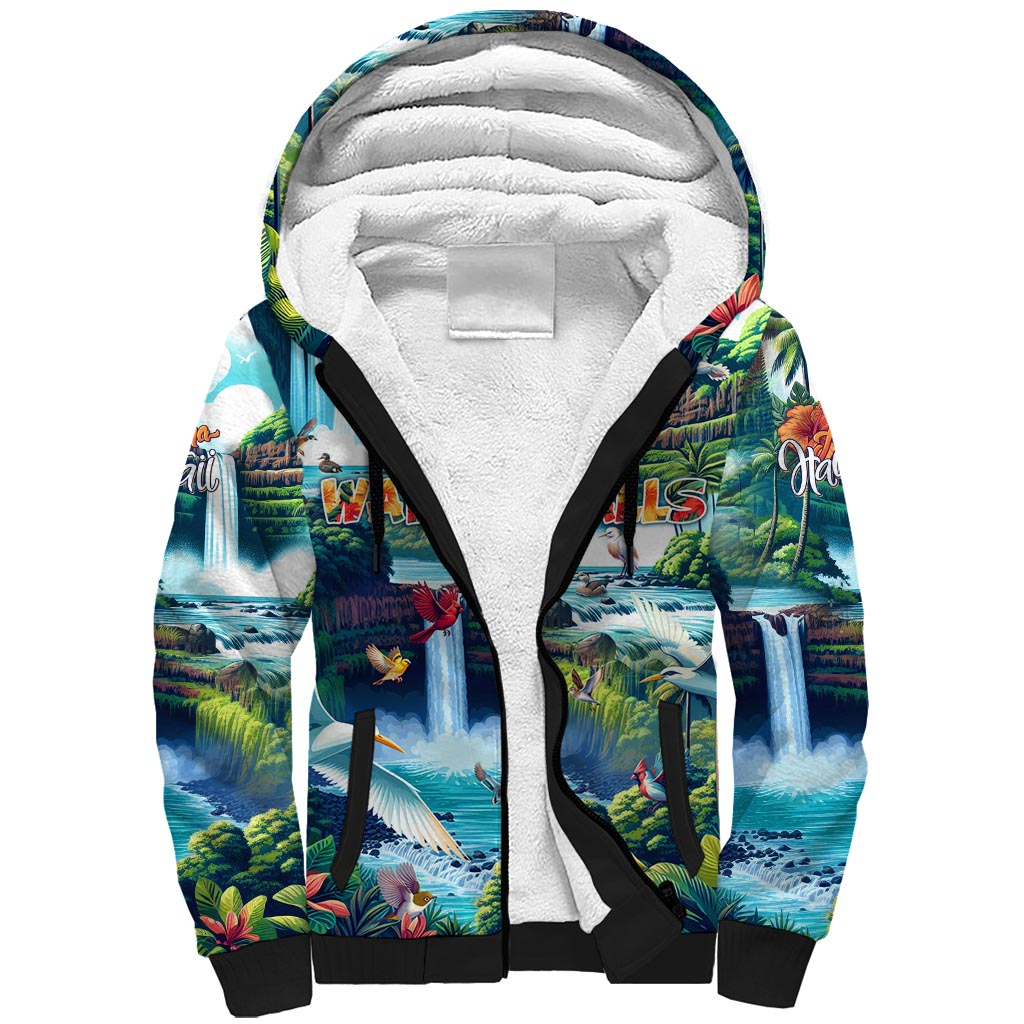 Wailua Falls Hawaii Sherpa Hoodie Kauai Natural Beauty DT02 Unisex Art - Polynesian Pride