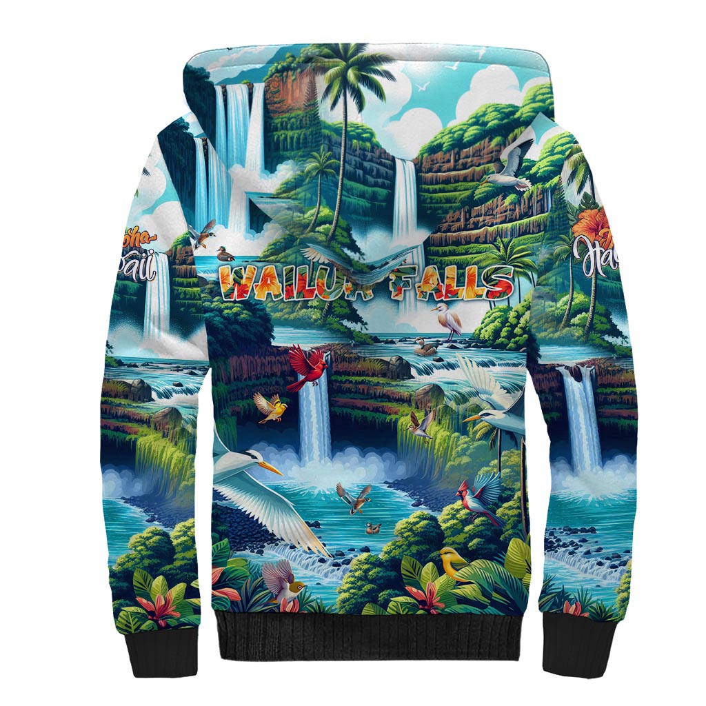Wailua Falls Hawaii Sherpa Hoodie Kauai Natural Beauty DT02 - Polynesian Pride