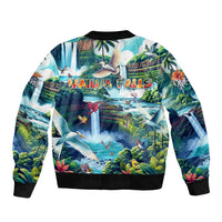 Wailua Falls Hawaii Sleeve Zip Bomber Jacket Kauai Natural Beauty DT02 - Polynesian Pride