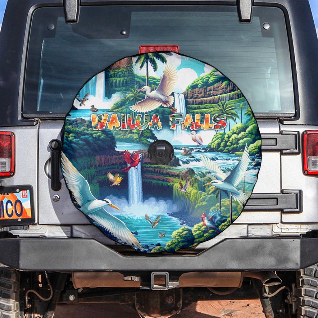 Wailua Falls Hawaii Spare Tire Cover Kauai Natural Beauty DT02 Art - Polynesian Pride
