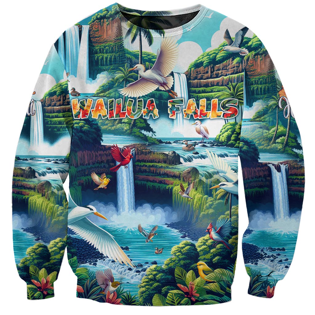 Wailua Falls Hawaii Sweatshirt Kauai Natural Beauty DT02 Unisex Art - Polynesian Pride