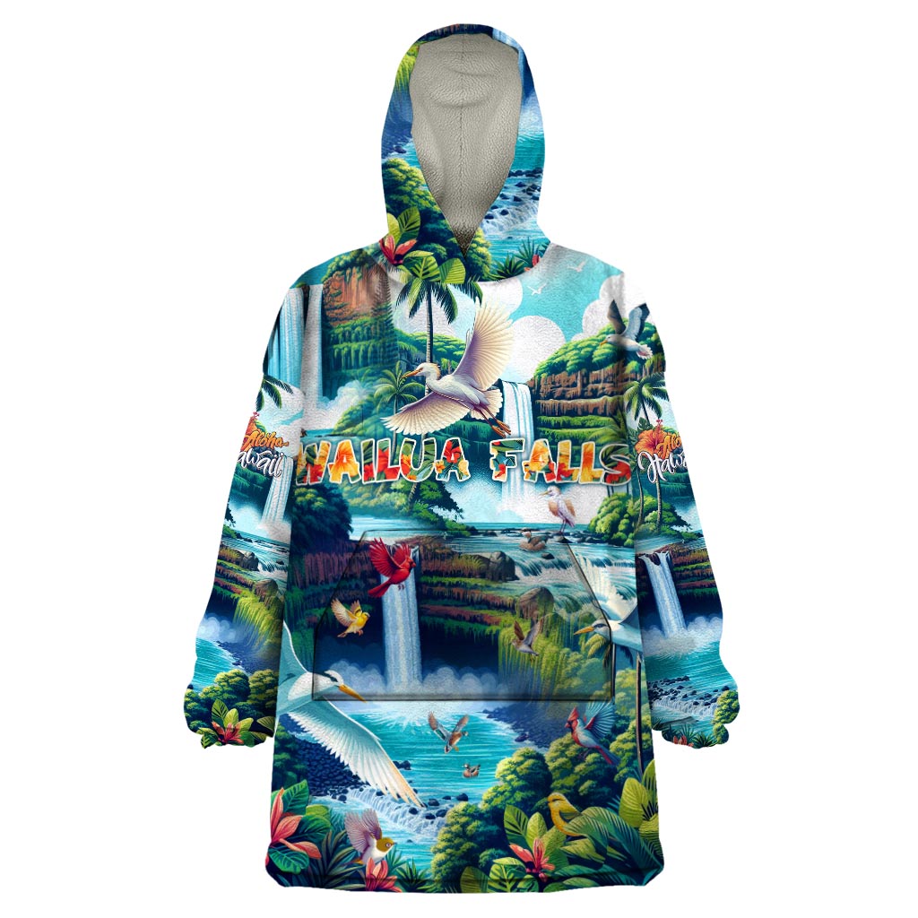 Wailua Falls Hawaii Wearable Blanket Hoodie Kauai Natural Beauty DT02 One Size Art - Polynesian Pride