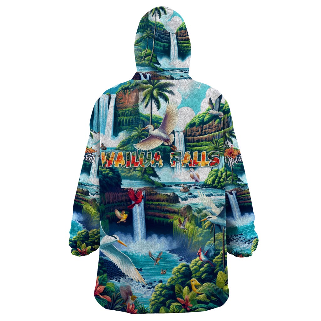 Wailua Falls Hawaii Wearable Blanket Hoodie Kauai Natural Beauty DT02 - Polynesian Pride