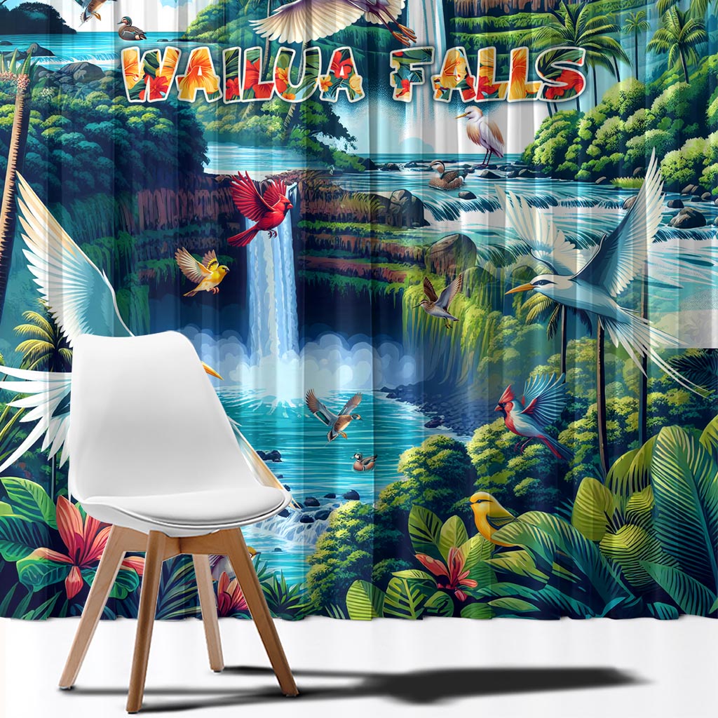 Wailua Falls Hawaii Window Curtain Kauai Natural Beauty DT02 - Polynesian Pride