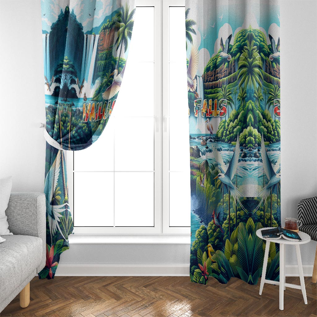 Wailua Falls Hawaii Window Curtain Kauai Natural Beauty DT02 - Polynesian Pride
