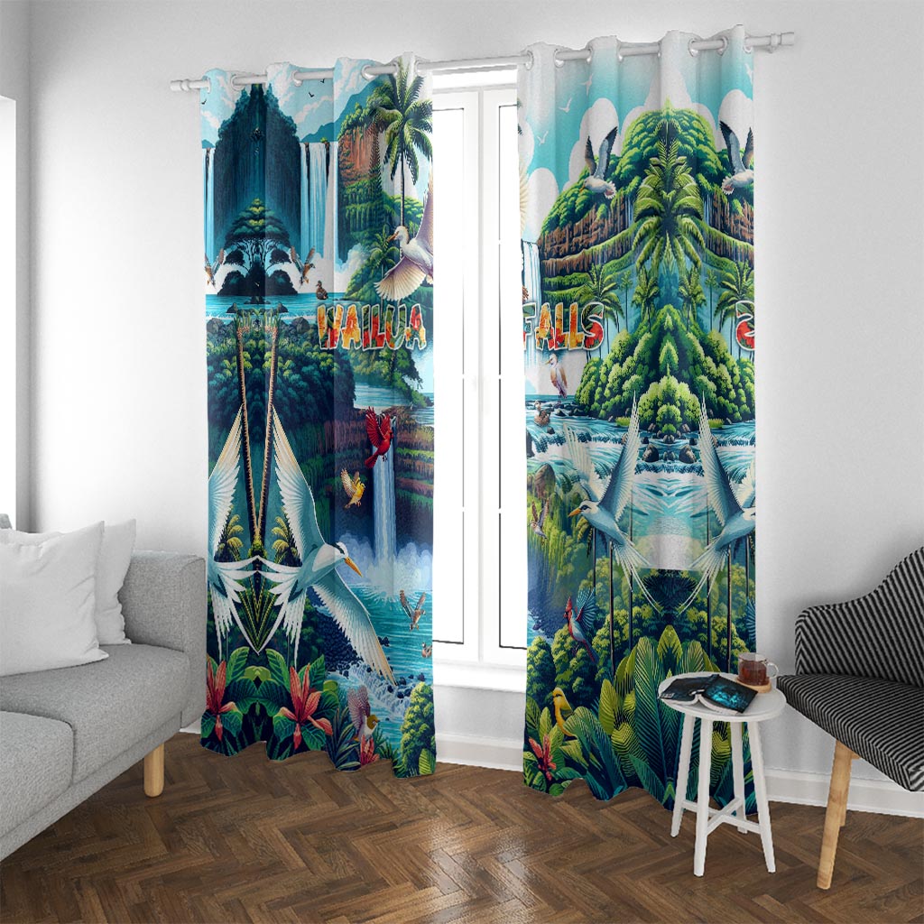 Wailua Falls Hawaii Window Curtain Kauai Natural Beauty DT02 With Grommets Art - Polynesian Pride