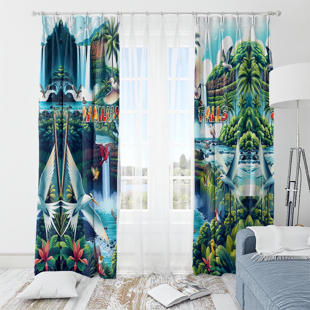 Wailua Falls Hawaii Window Curtain Kauai Natural Beauty DT02 - Polynesian Pride
