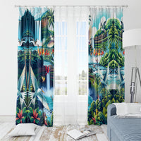 Wailua Falls Hawaii Window Curtain Kauai Natural Beauty DT02 - Polynesian Pride