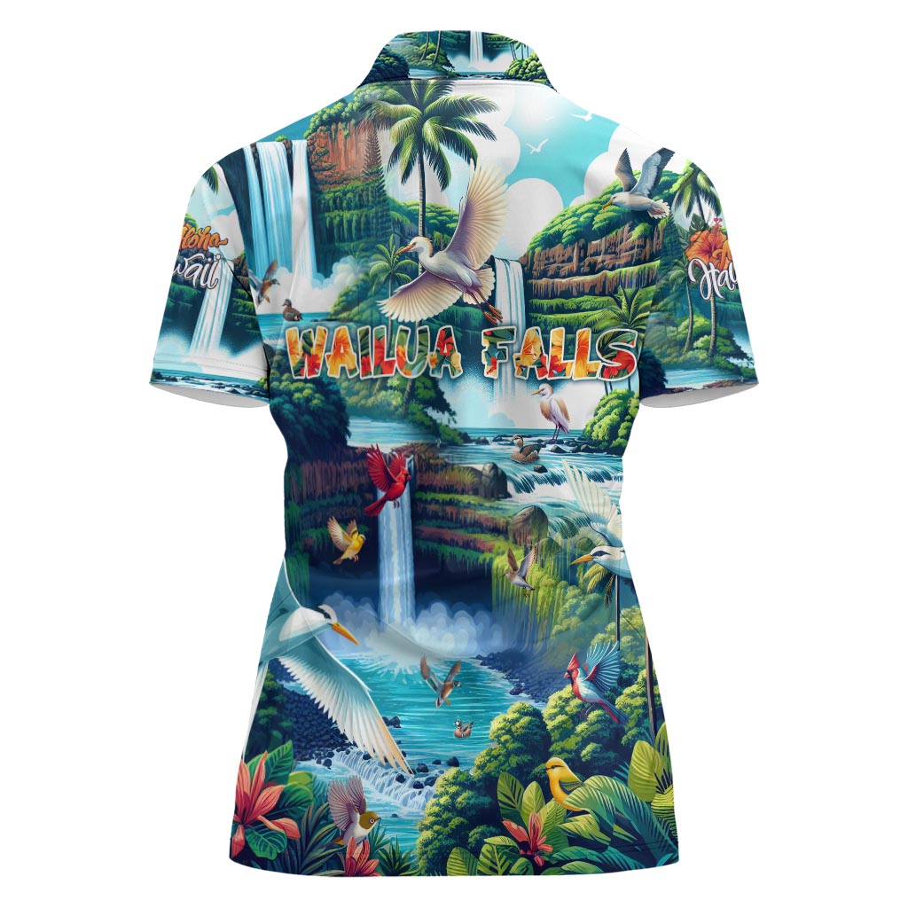 Wailua Falls Hawaii Women Polo Shirt Kauai Natural Beauty DT02 - Polynesian Pride