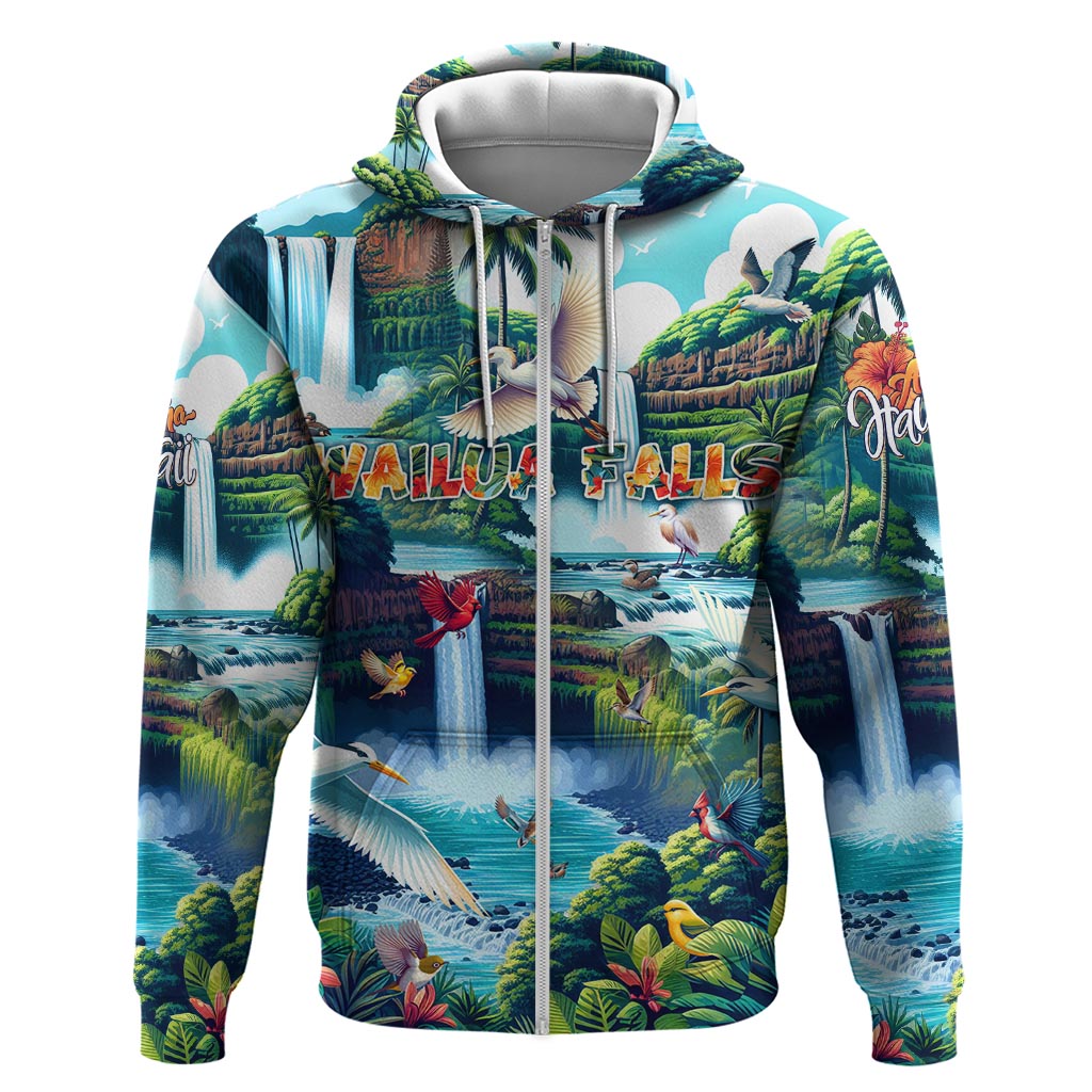 Wailua Falls Hawaii Zip Hoodie Kauai Natural Beauty