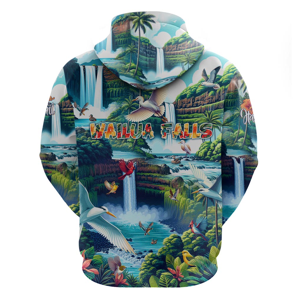 Wailua Falls Hawaii Zip Hoodie Kauai Natural Beauty