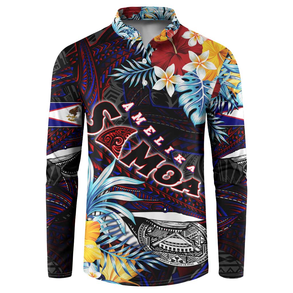 Personalized Amelika Samoa Sharks Polynesia Button Sweatshirt American Samoa