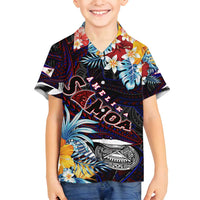 Personalized Amelika Samoa Sharks Polynesia Family Matching Off Shoulder Maxi Dress and Hawaiian Shirt American Samoa