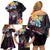 Personalized Amelika Samoa Sharks Polynesia Family Matching Off Shoulder Short Dress and Hawaiian Shirt American Samoa