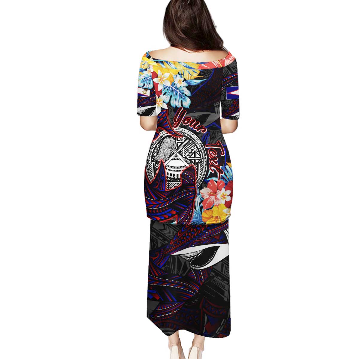 Personalized Amelika Samoa Sharks Polynesia Family Matching Puletasi and Hawaiian Shirt American Samoa