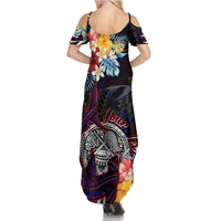 Personalized Amelika Samoa Sharks Polynesia Family Matching Summer Maxi Dress and Hawaiian Shirt American Samoa