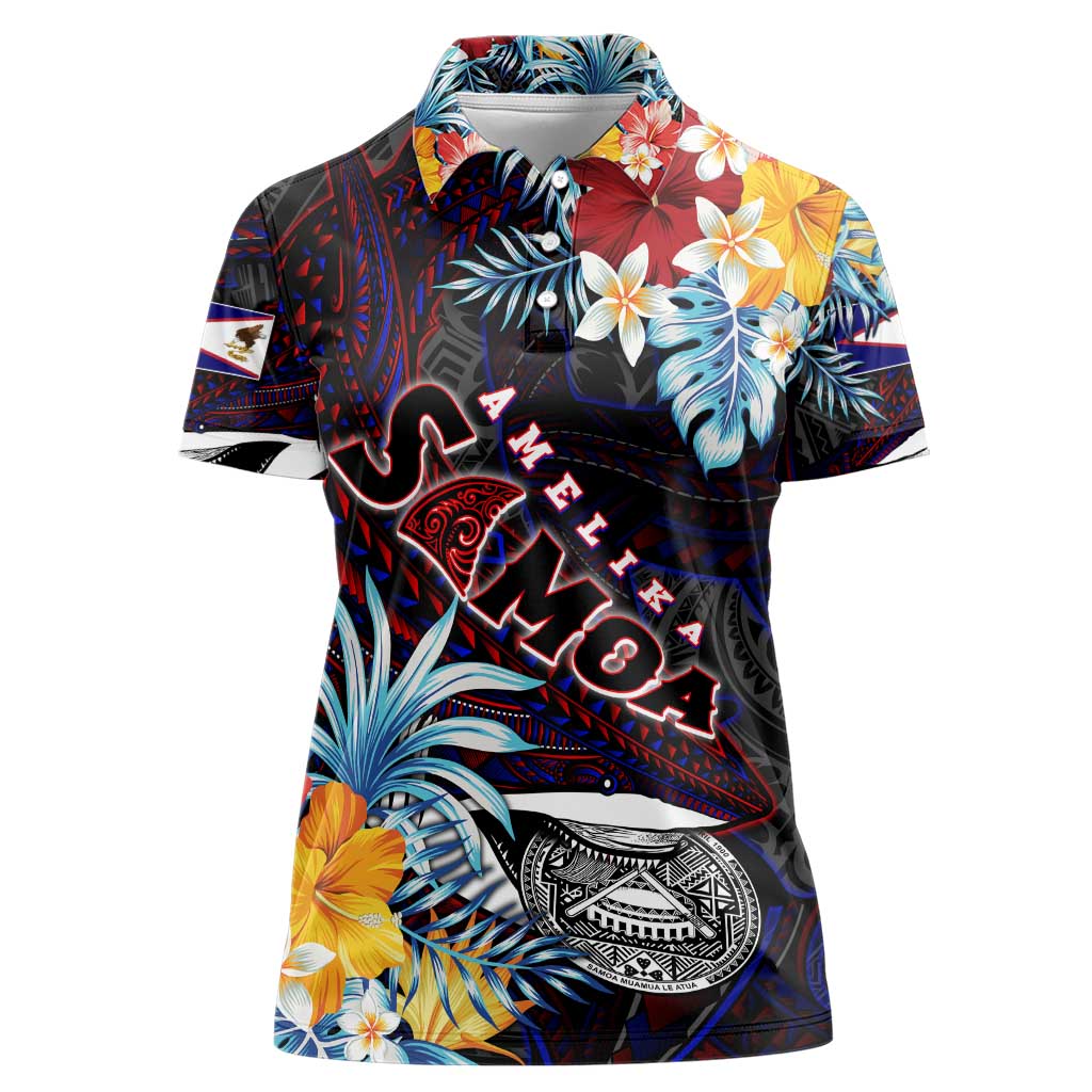 Personalized Amelika Samoa Sharks Polynesia Women Polo Shirt American Samoa