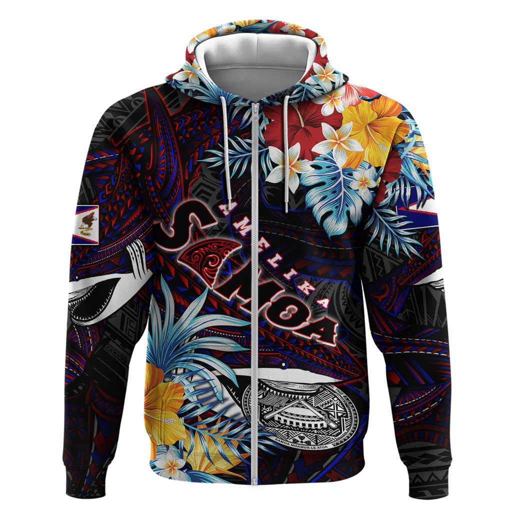 Personalized Amelika Samoa Sharks Polynesia Zip Hoodie American Samoa